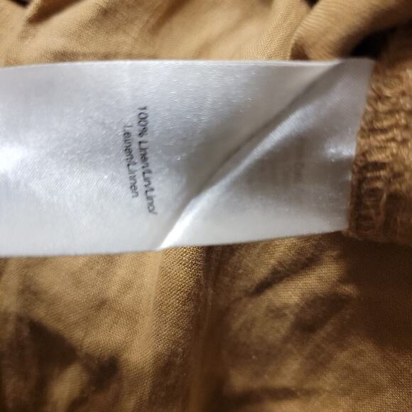 Donna Karan Jumpsuit Womens Small 100% Linen Tan Safari Straight Leg - Picture 9 of 10